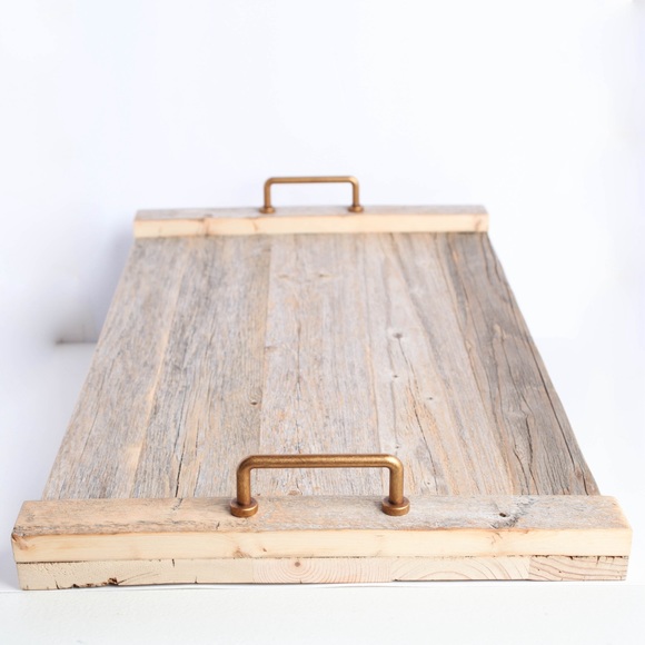 Farmhouse Barn Wood Serving Decorative Tray Handcrafted Rustic 21x12x3 - Picture 3 of 9
